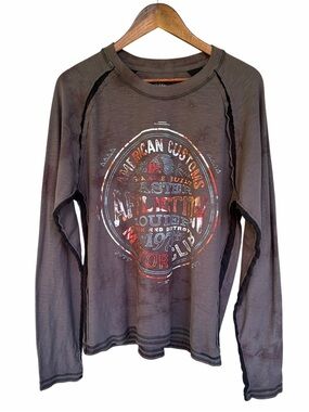 Affliction “American Customs” Motor Club Distressed Long Sleeve T-Shirt